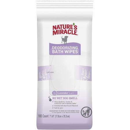 Natures Miracle Deodorizing Bath Wipes for Dogs Lavender Scent