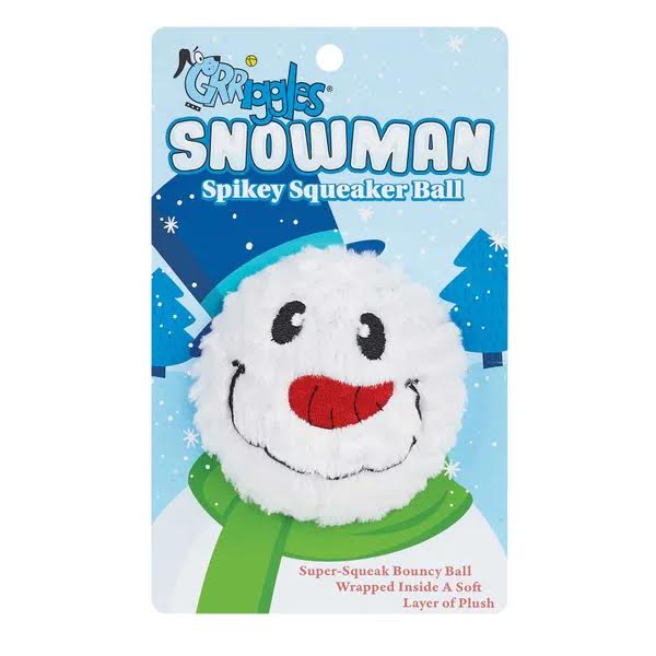 Grriggles Snowman Spikey Squeaker Ball