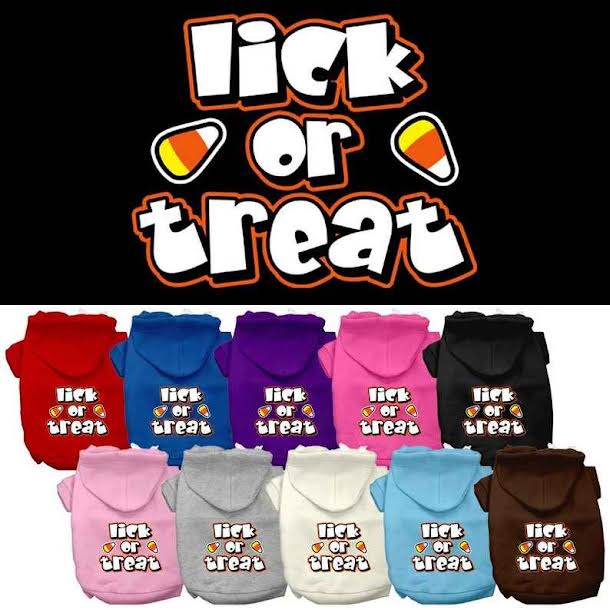 
  
  Halloween Pet, Dog & Cat Hoodie Screen Printed, "Lick or Treat"
  
