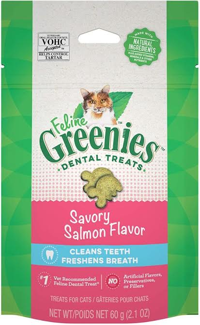 
  
  Greenies Feline Natural Dental Treats Tempting Salmon Flavor
  
