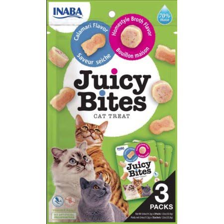 Inaba Juicy Bites Cat Treat Homestyle Broth and Calamari Flavor