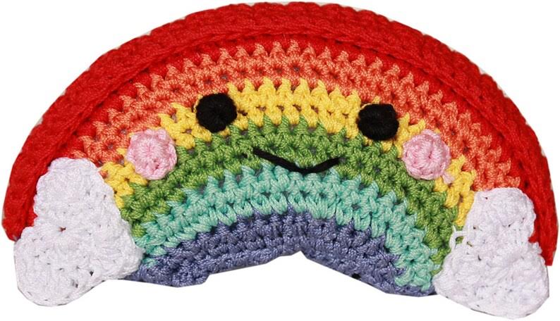 KNIT KNACKS HAPPY RAINBOW ORGANIC COTTON SMALL DOG TOY