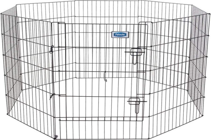 Petmate Exercise Pen Single Door with Snap Hook Design and Ground Stakes for Dogs Black