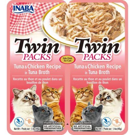 Inaba Twin Packs Tuna and Chicken Recipe in Tuna Broth for Cats