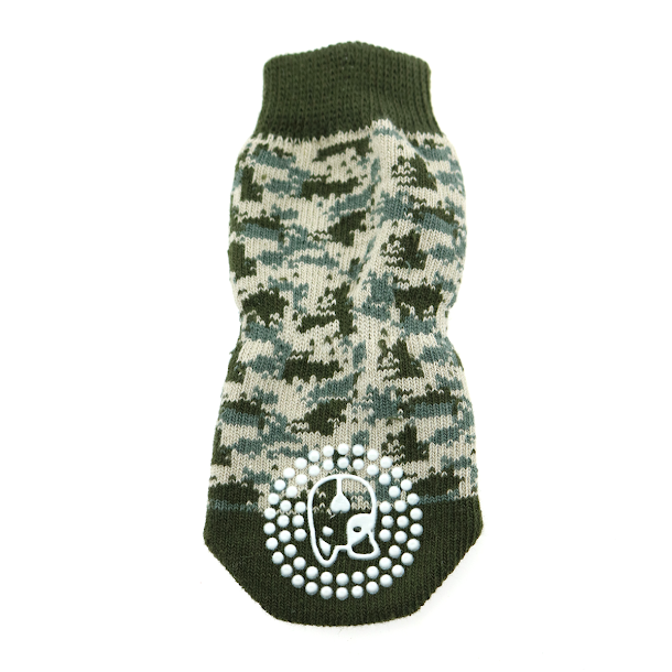 Non-Skid Dog Socks - Green Camo