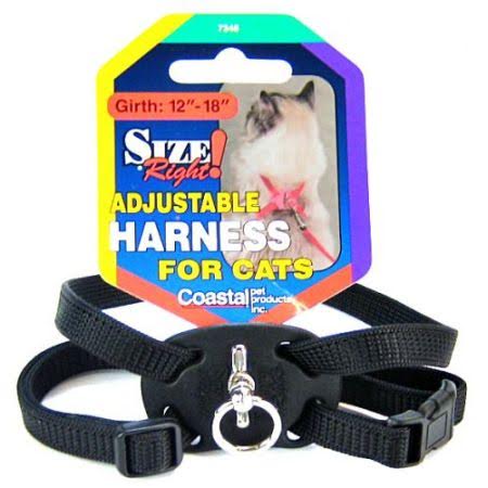 Coastal Pet Size Right Nylon Adjustable Cat Harness - Black