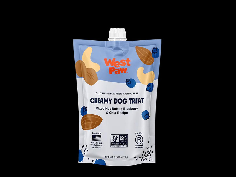 
  
  Nut Butter, Blueberry, and Chia Seed creamy dog treat, 6-unit case pack
  
