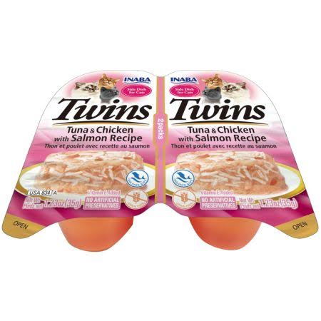 Inaba Twins Tuna and Chicken with Salmon Recipe Side Dish for Cats