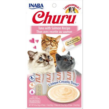 
  
  Inaba Churu Tuna with Salmon Recipe Creamy Cat Treat
  
