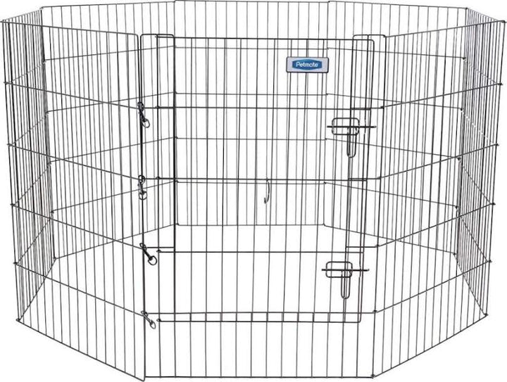 Petmate Exercise Pen Single Door with Snap Hook Design and Ground Stakes for Dogs Black