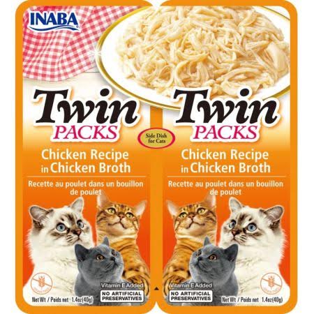 
  
  Inaba Twin Packs Chicken Recipe in Chicken Broth for Cats
  
