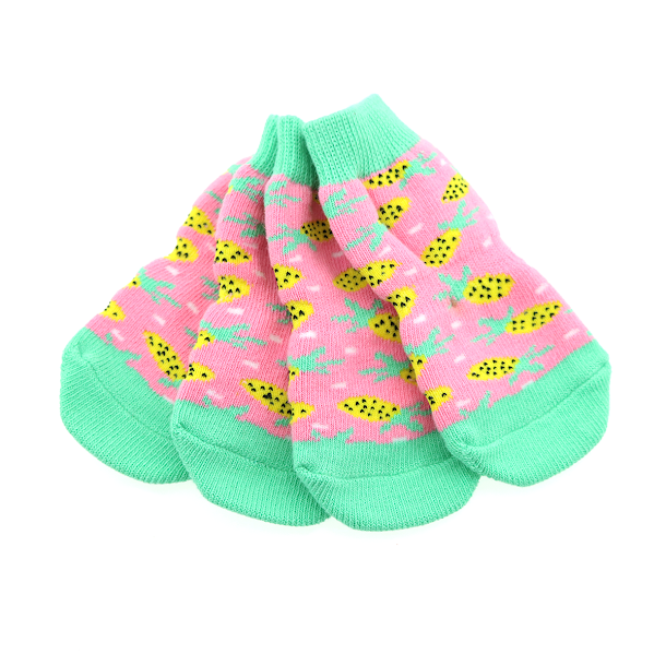 Non-Skid Dog Sock  Pink Pineapple