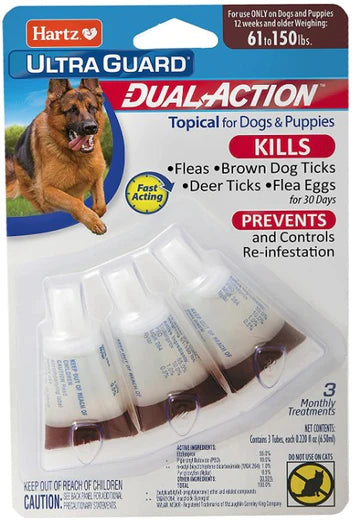 
  
  Hartz UltraGuard Dual Action Topical Flea and Tick Prevention for Large Dogs (61 - 150 lbs)
  
