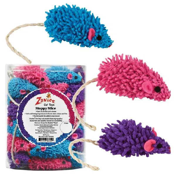 Zanies Moppy Mice Cat Toys (Assorted Colors)