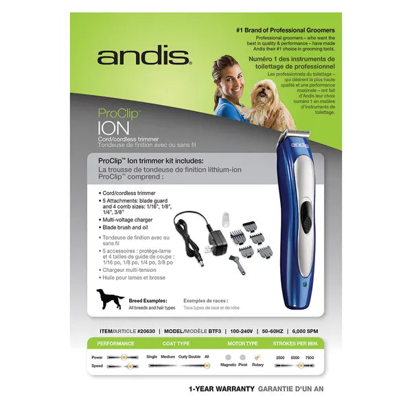 
  
  Andis ProClip Ion Blue Trimmers
  
