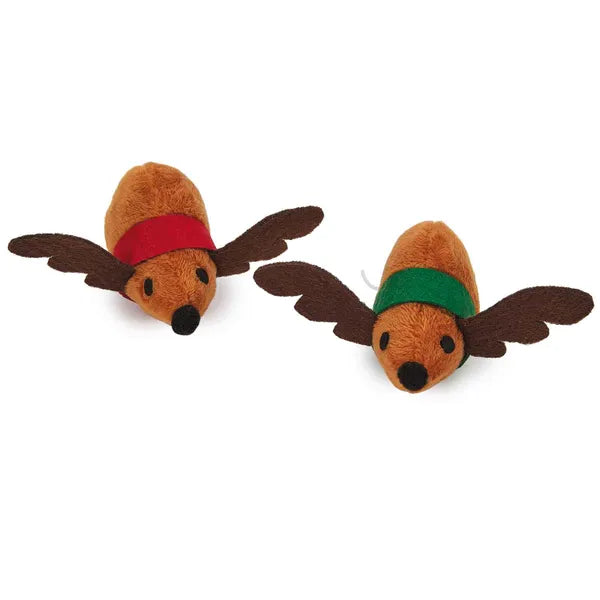 Savvy Tabby 2-Pack Reindeer Catnip Mice