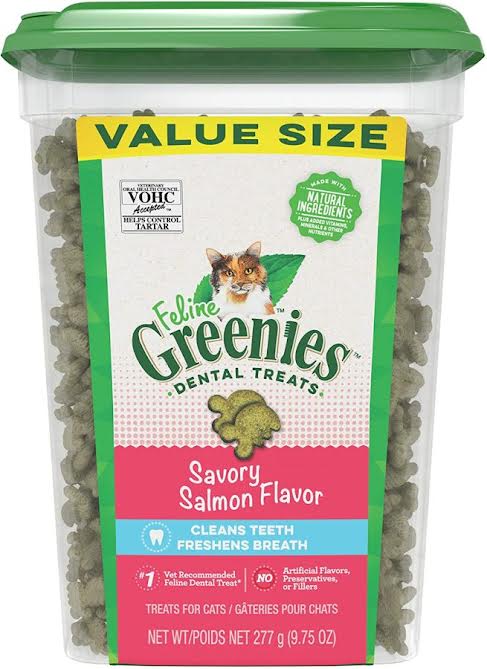 Greenies Feline Natural Dental Treats Tempting Salmon Flavor