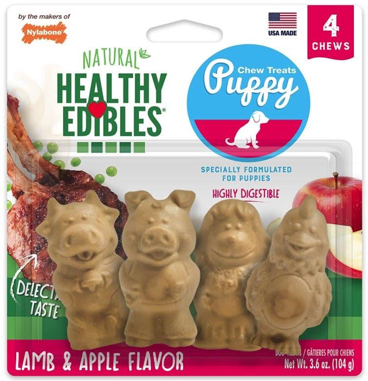 Nylabone Natural Healthy Edibles Puppy Chew Treats - Lamb & Apple Flavor