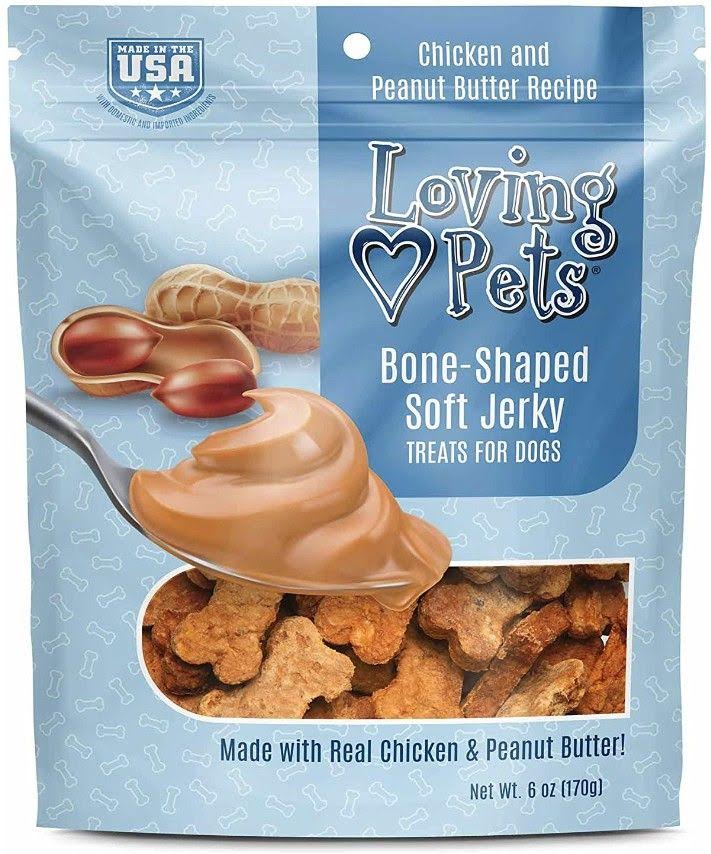 Loving Pets Bone-Shaped Soft Jerky Treats Peanut Butter