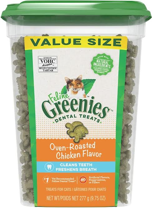 Greenies Feline Natural Dental Treats Oven Roasted Chicken Flavor