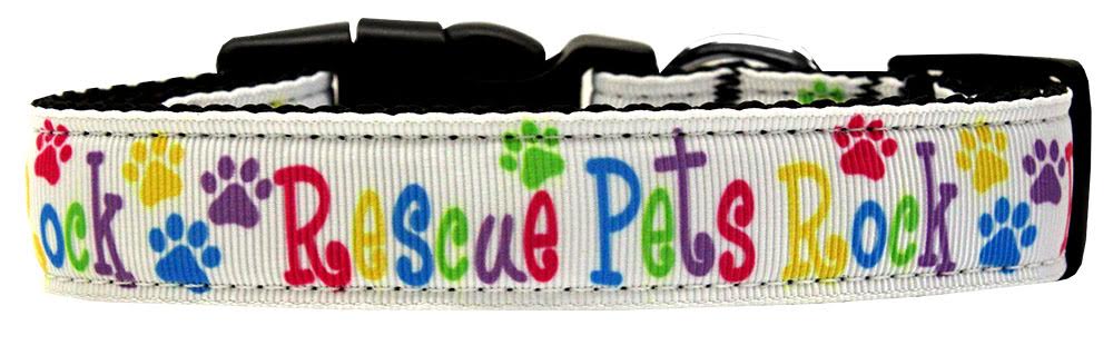 Pet Dog & Cat Nylon Collar or Leash, "Rescue Pets Rock"