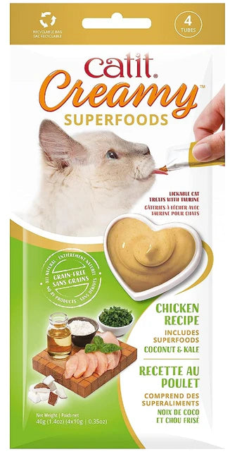 Catit Creamy Superfood Lickable Chicken, Coconut, and Kale Cat Treat