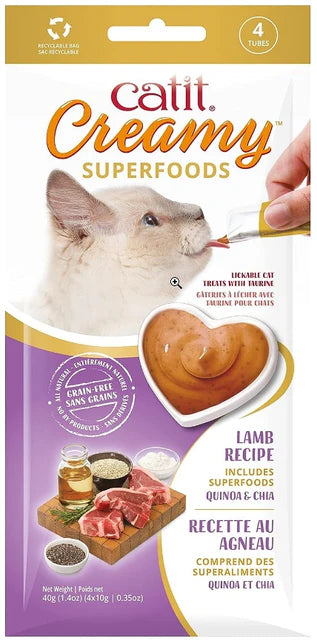 Catit Creamy Superfood Lickable Lamb, Quinoa, and Chia Cat Treat