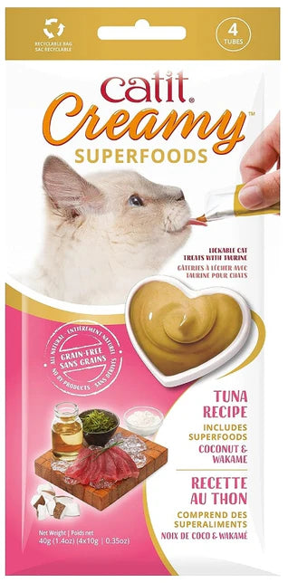 Catit Creamy Superfood Lickable Tuna, Coconut, and Wakame Cat Treat